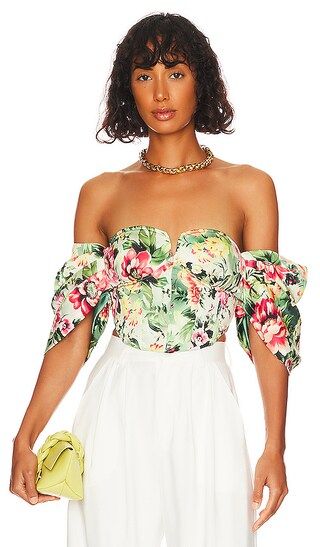 Rae Corset Top in Green Rosa Floral | Revolve Clothing (Global)