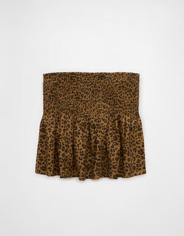 AE Smocked Babydoll Leopard Cami Tank Top | American Eagle Outfitters (US & CA)