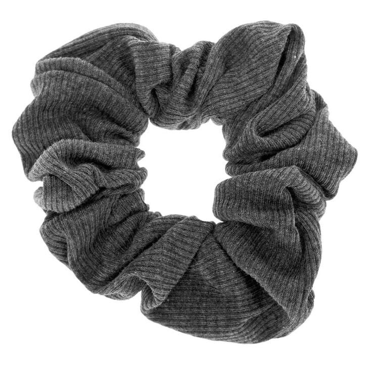 Medium Ribbed Hair Scrunchie - Charcoal | Claire's (US)