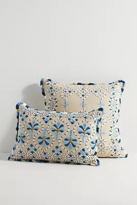 Georgia Cotton Embroidered Pillow | Anthropologie (US)