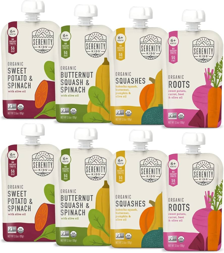 Serenity Kids 6+ Months Certified Organic Baby Food Pouches Veggie Puree | No Sugary Fruits or Ad... | Amazon (US)
