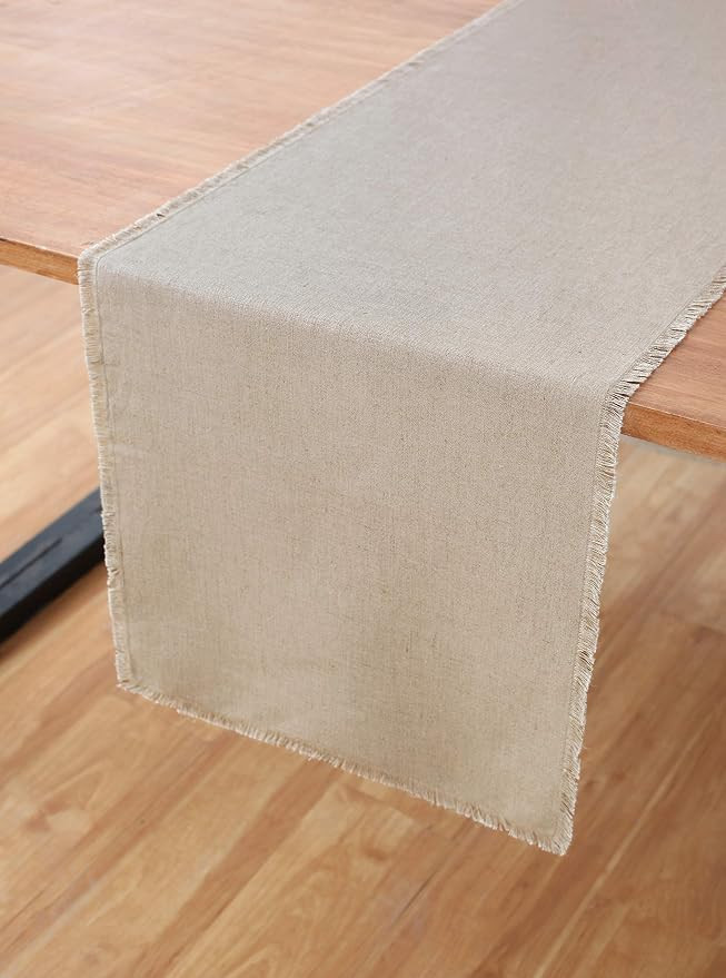 Solino Home 100% Pure Linen Fringe Table Runner – 14 x 90 Inch, Natural Fabric, Handcrafted - N... | Amazon (US)