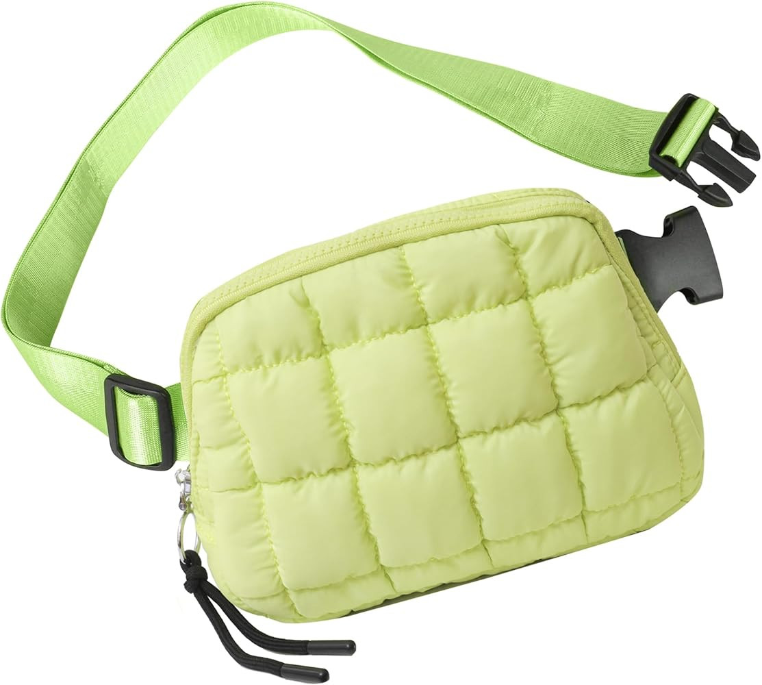 Quilted Puffer Belt Bag, Everywhere Waist Fanny Packs, Lightweight Crossbody Bag with Adjustable Strap, Yellow | Amazon (US)