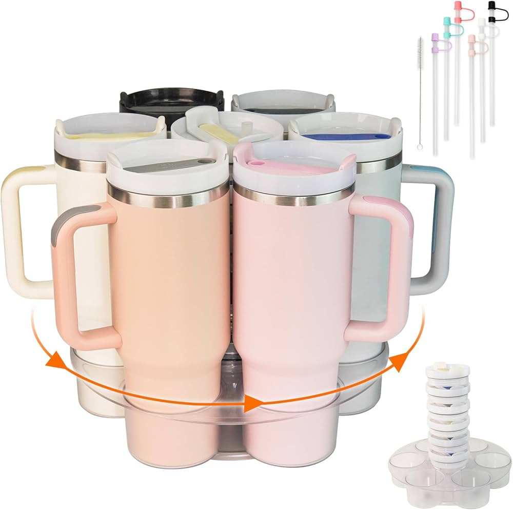 Water Bottle Organizer, Rotating Cup Holder Stanley, Cup Lid Organizer for Stanley 40oz, Acrylic ... | Amazon (US)