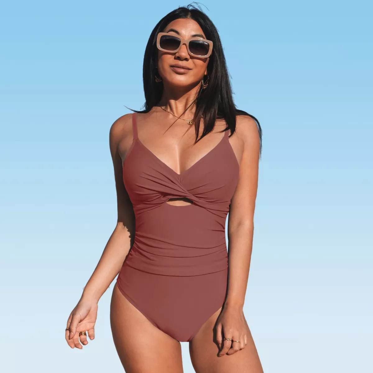 Women's Twist Front Cutout One Piece Swimsuit -Cupshe | Target