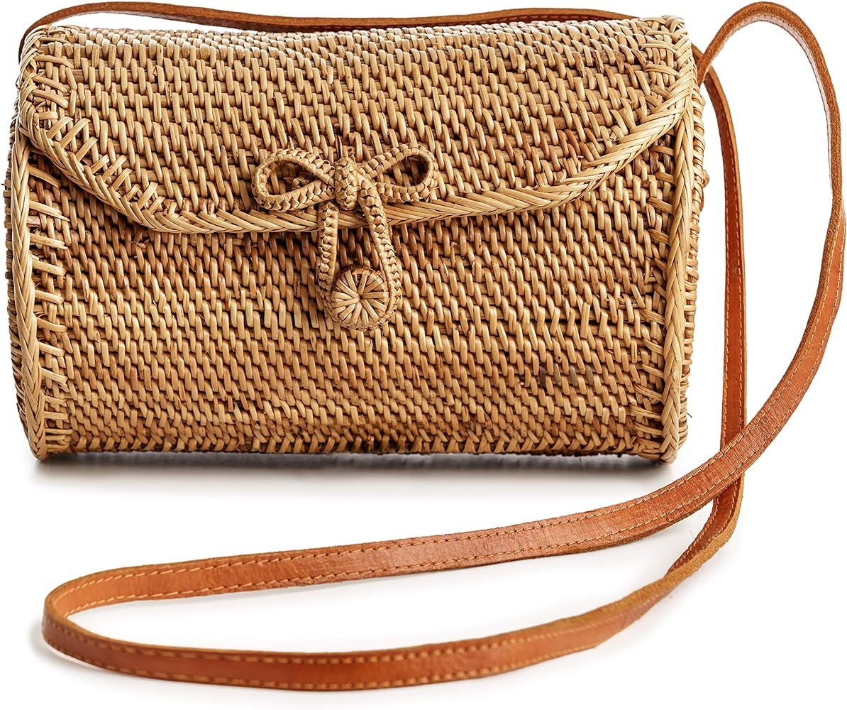 Rattan Bags for Women - Handmade Wicker Woven Purse Handbag Circle Boho Bag Bali | Amazon (US)