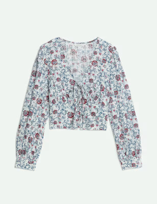 Pure Cotton Tie Front Printed Top | M&S X SIENNA MILLER | M&S | Marks & Spencer IE