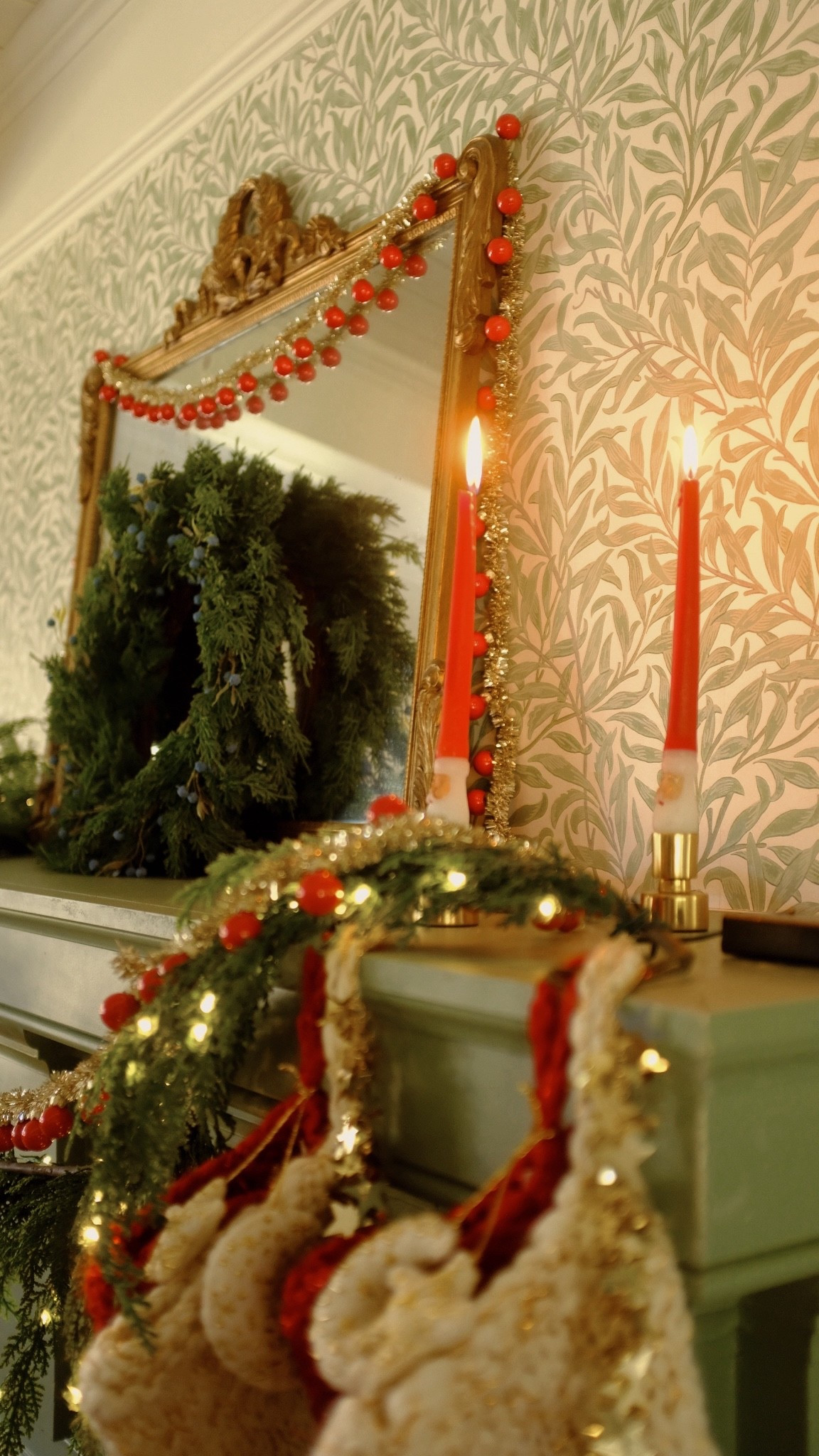 Christmas mantle details with terrain. Beautiful details and quality! Stockings wreath garland Santa taper candles

#LTKHoliday #LTKGiftGuide #LTKSeasonal