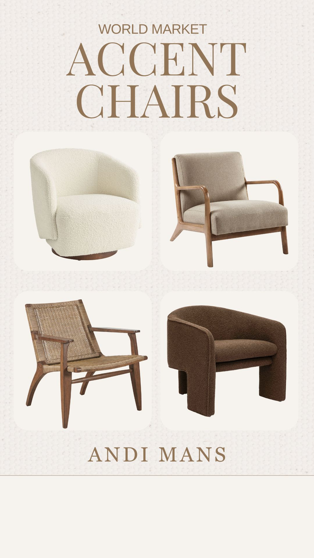 Neutral accent chairs I’m loving! These World Market finds are so good and perfect for a living room or bedroom. 

 #LTKdayinmylife #LTKSeasonal #LTKHome