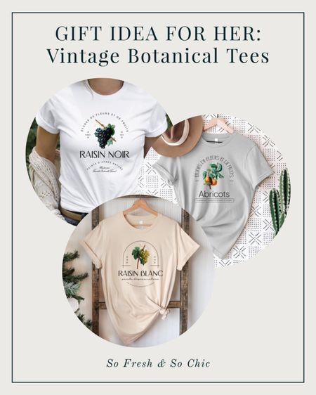 Gift idea for her! Vintage botanical T-shirts.
-
Women’s t shirts - unisex t shirts - wine lover t shirt - wine grape t shirt - shop small - Love Paper and Ink Co - handmade design T shirt - unique gift for her - bff gift - college girl gift - teen girl gift - gardener gift - MIL gift - mom gift - minimalist t shirt - women’s t shirt sale 

#LTKGiftGuide #LTKsalealert #LTKHoliday