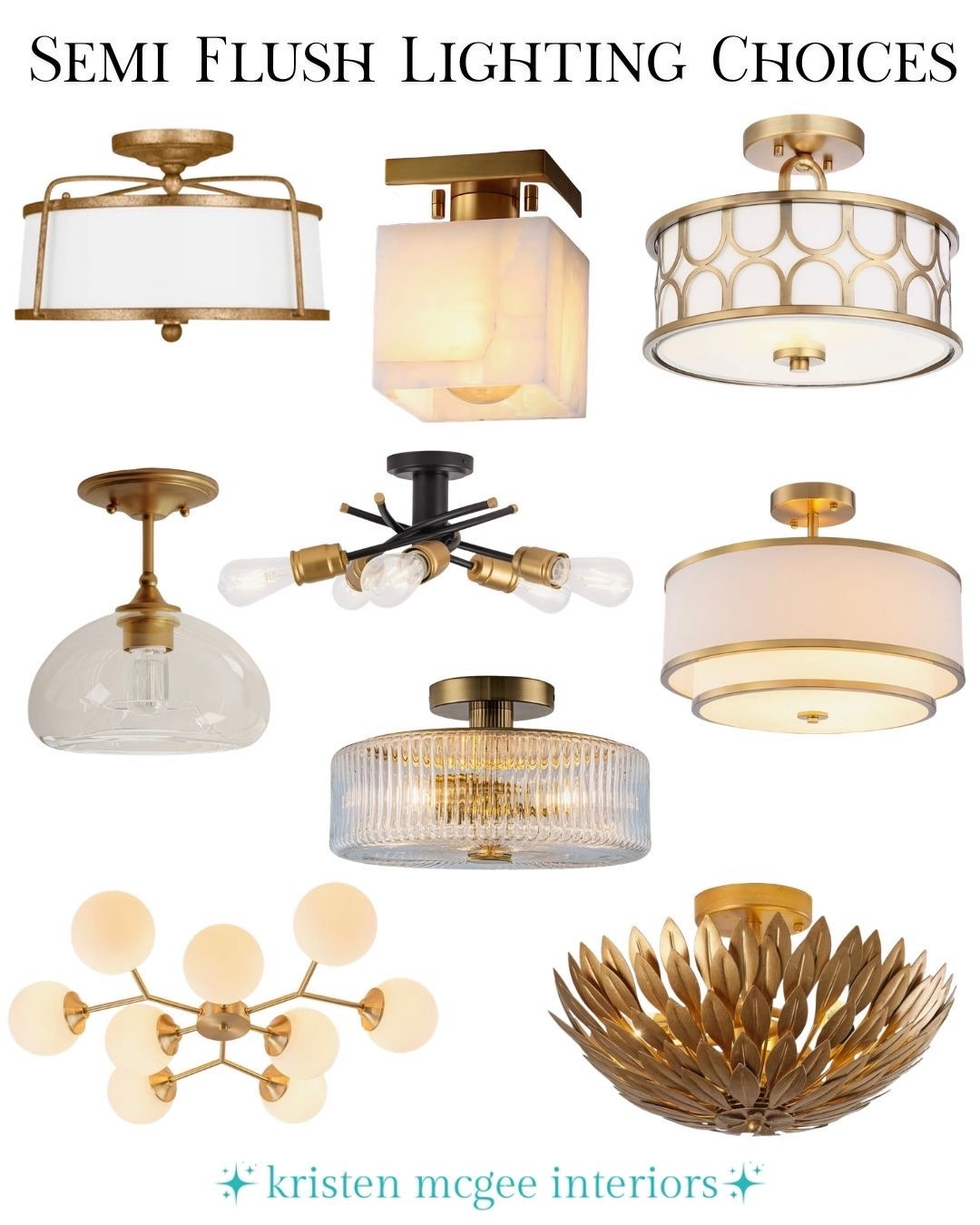 ✨ Don’t overlook the ceiling.

Lighting is one of the most important layers in any room. When ceiling height is limited, a beautiful semi-flush fixture can provide both practical illumination and a strong design statement. Sharing a few timeless and trend-forward options I’m loving right now—from classic brass and glass designs to modern sculptural silhouettes.

#KristenMcGeeInteriors #LightingInspiration #HomeLighting #InteriorDesigner #DesignTips #HomeDecor #LightingDesign #InteriorInspo ✨💡🏡

#LTKHome #LTKdayinmylife #LTKHome
