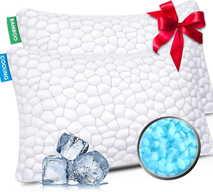 Cooling Pillow Queen Size Set of 2, Adjustable Bed Pillows for Sleeping, Luxury Shredded Memory F... | Amazon (US)