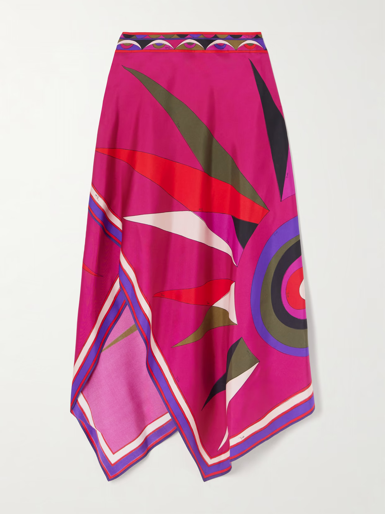PUCCI - Asymmetric Printed Silk-twill Maxi Skirt - Multi | NET-A-PORTER (US)