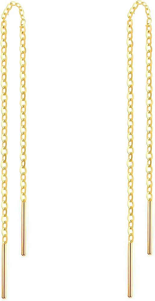 14k Gold Earrings For Women Dangle Earrings Drop Thread Dangling Earrings Minimalism Dipped Long ... | Amazon (US)