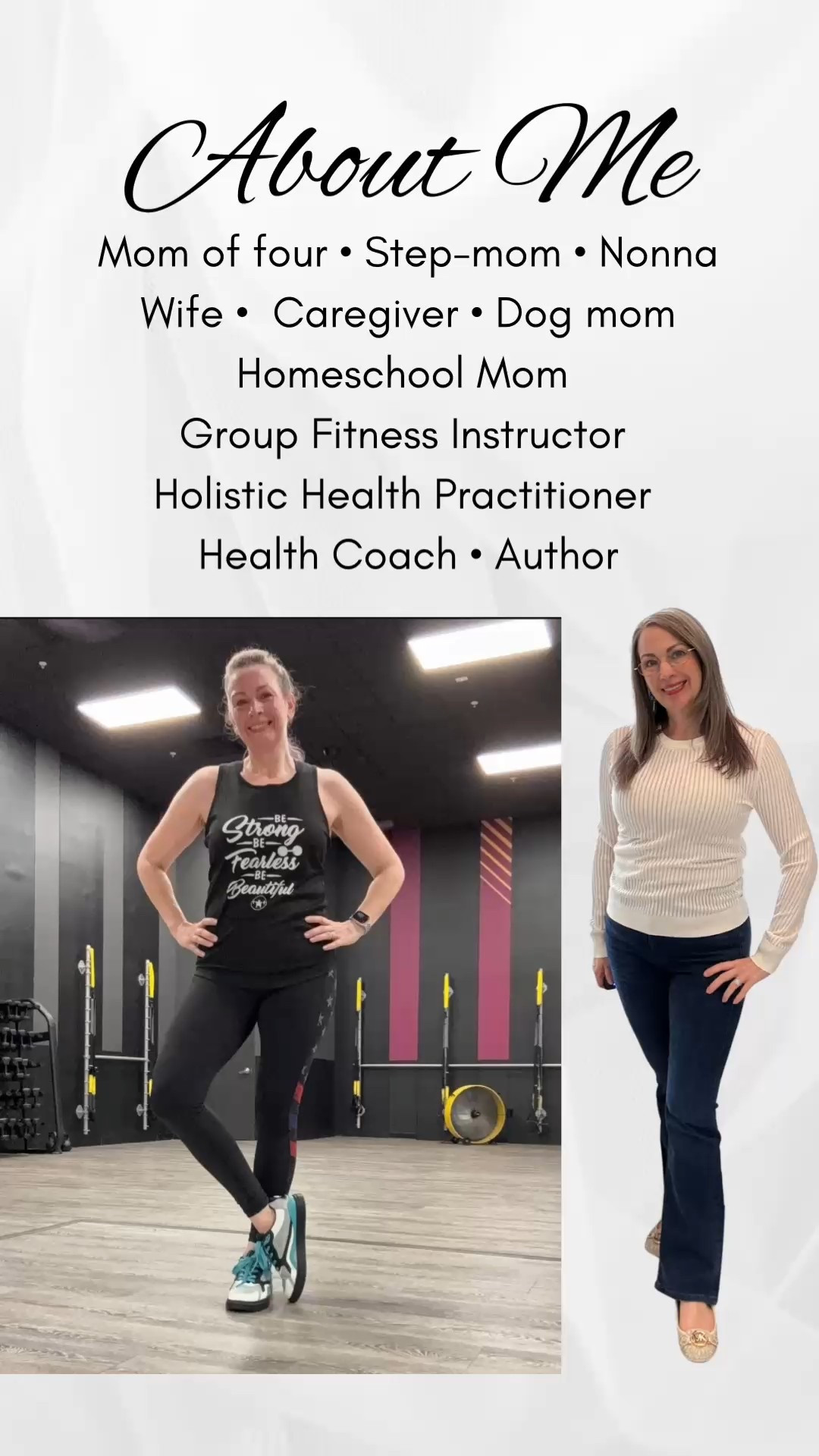 I’m a busy homeschool mom who goes from teaching group fitness classes at the gym, to teaching at home, to working in retail. When I’m at home, I love to put on my comfortable clothing. I lead a busy life so comfort is as important as staying stylish. I’ve always said when you look good, you feel good, even in a pair of sweatpants.
Living a healthy lifestyle is important to me. I like to share my favorite supplements and workout apparel with friends and family. I’ve written a best selling Amazon book on how to begin your health and wellness journey. It’s called Take Back Your Life One Relationship at a Time. It’s like having a health coach in your home 🤗 
Here, on LTK, I get to combine my love for comfortable, stylish fashion, and wellness to help you look and feel your best 💕

Thank you for taking this journey with me🥰

homeschool mom
fitness instructor
caregiver
Author

#LTKmomlife #LTKdayinmylife #LTKstorytime

#LTKfitnessgoals #LTKselfcare #LTKOver40

#LTKfitnessgoals #LTKselfcare #LTKOver40