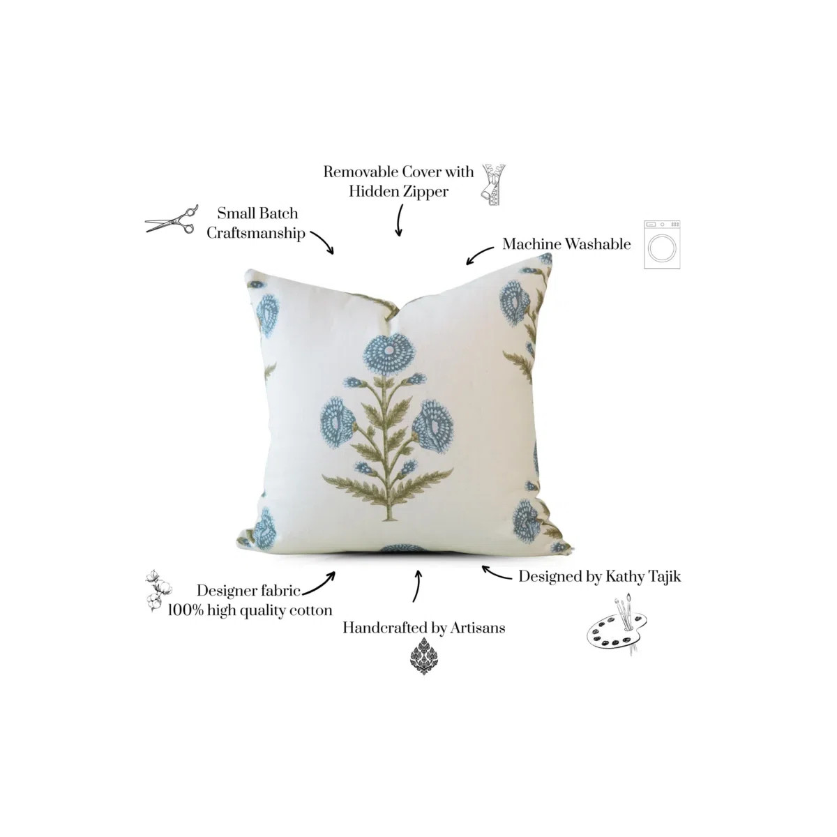 Flora Vintage Zinnia Block Print Pillow Cover | Wayfair North America