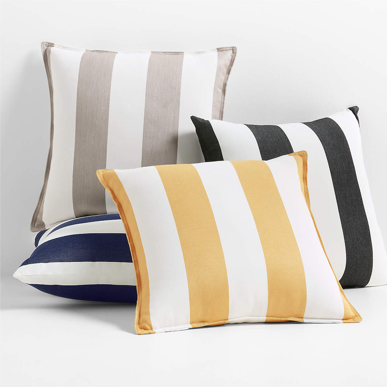 Sunbrella 20"x20" Cabana Flax Taupe Stripe Outdoor Throw Pillow + Reviews | Crate & Barrel | Crate & Barrel