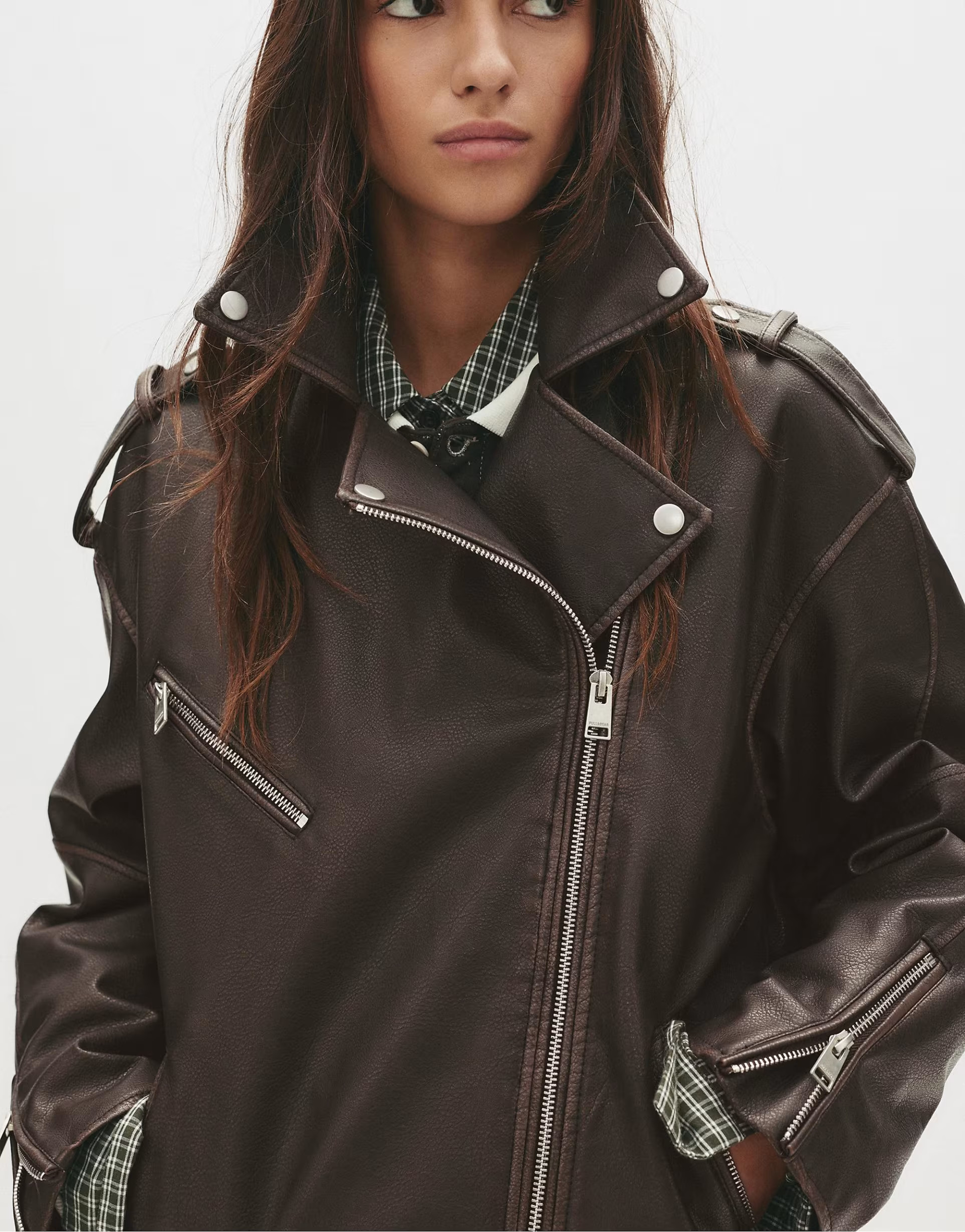 Pull&Bear – Bikerjacke aus Kunstleder in Braun | ASOS (Global)