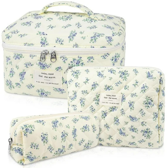 Soda Candy Makeup Bag Large Quilted Cosmetic Bag Floral Make up Bag for Women Cute Cotton Makeup ... | Walmart (US)