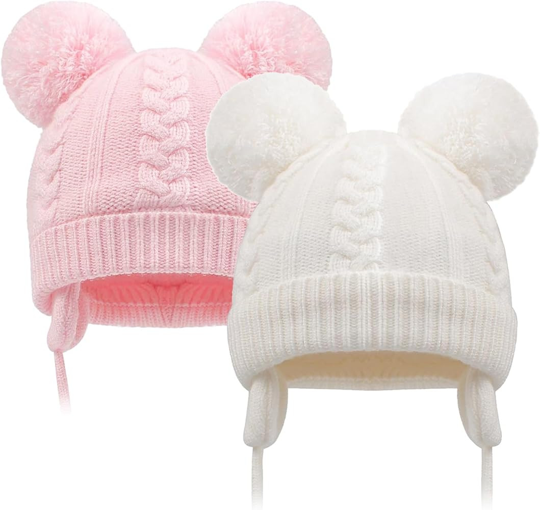 Duoyeree Toddler Winter Hat with Earflap Scarf Hood Thick Warm Kids Skull Cap for Baby Girls Boys | Amazon (US)