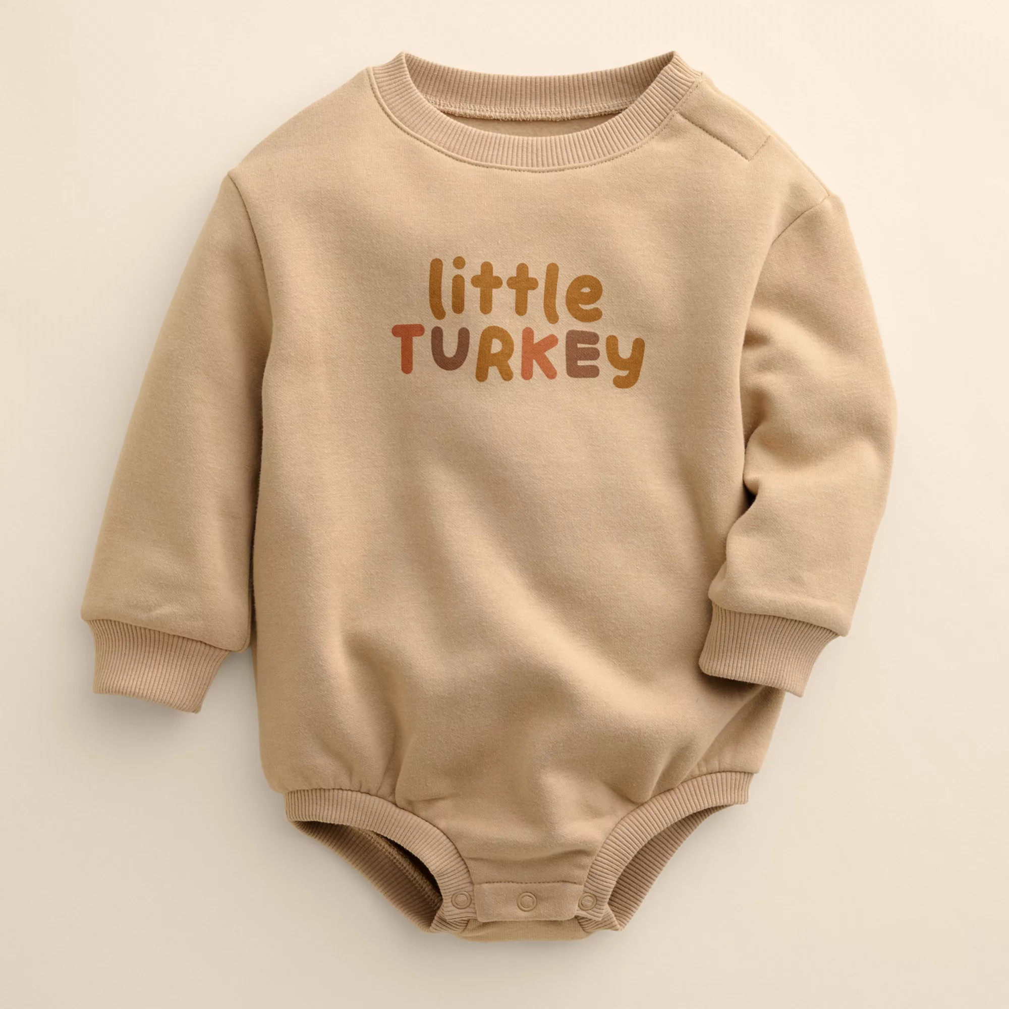Baby Little Co. by Lauren Conrad Thanksgiving Long Sleeve Ringer Bodysuit, Kids Unisex, Size: 12 Months, Little Turkey | Kohl's