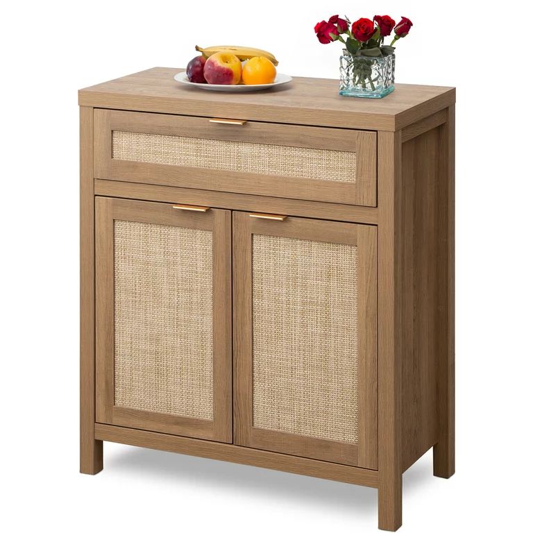 SICOTAS Sideboard Buffet Cabinet, Rattan Storage Cabinet with Doors, Accent Table Console Cabinet... | Walmart (US)