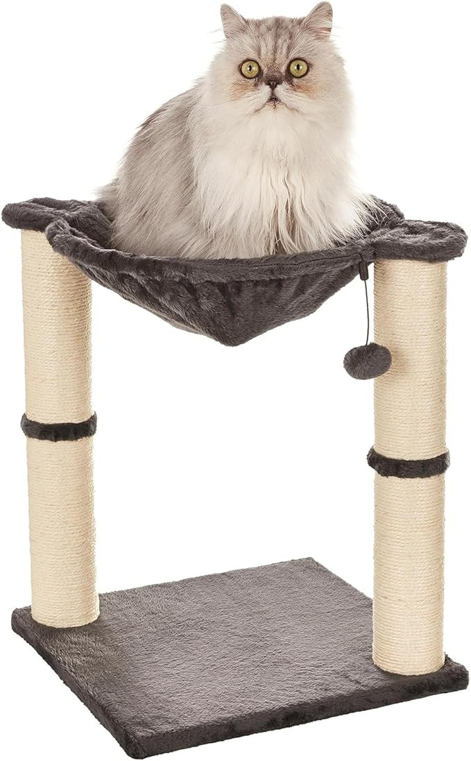 Amazon Basics Cat Condo Tower with Hammock Bed and Scratching Post,Easy to Assemble,Plush Hammock... | Amazon (US)