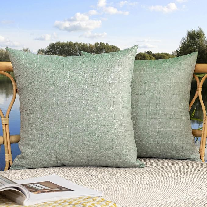 Kevin Textile Outdoor Waterproof Throw Pillow Covers Decorative Farmhouse Water Resistant Checker... | Amazon (CA)