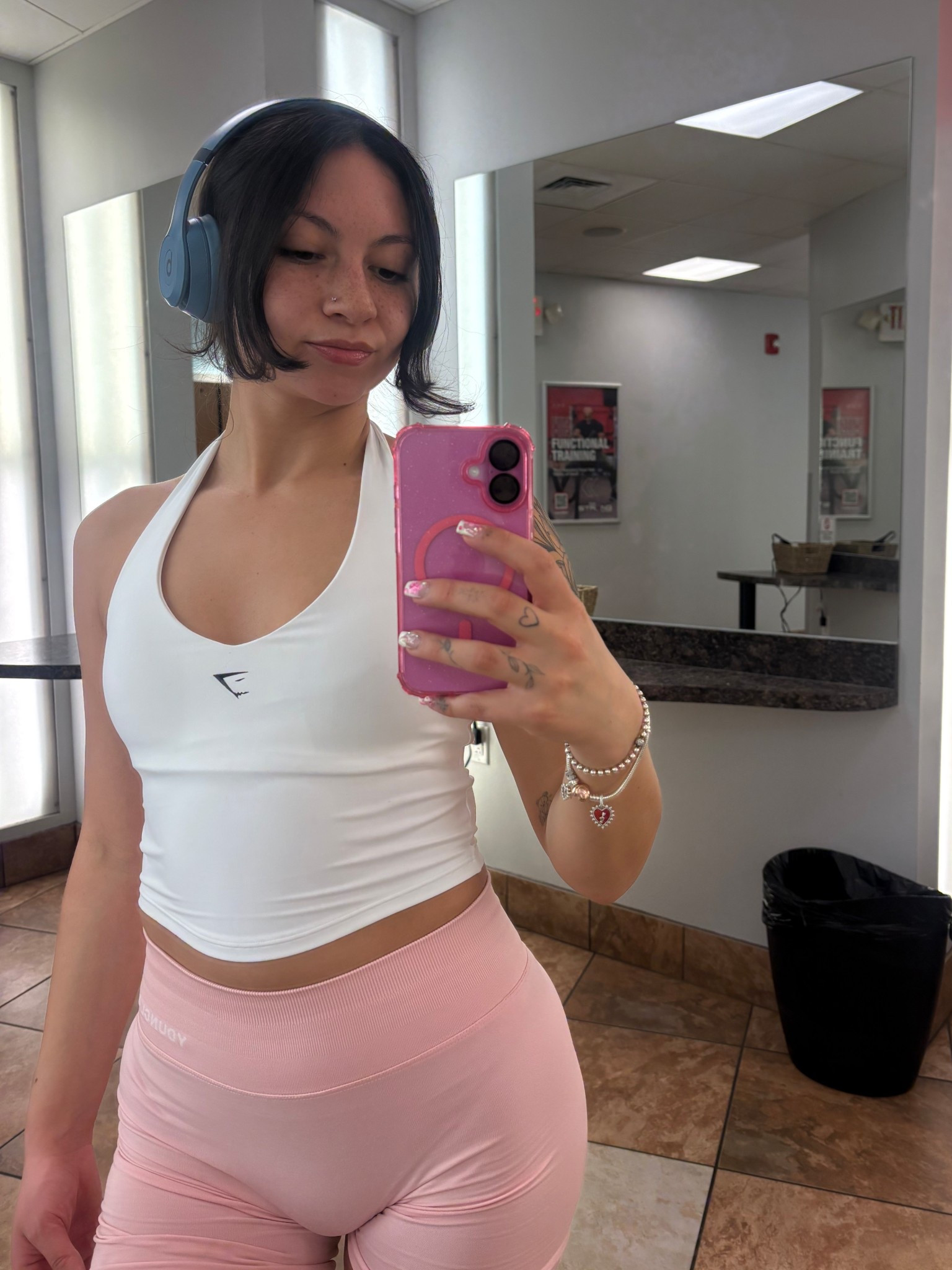 Today’s gym fit! 💕🤍
The cutest halter top from Gymshark with a built in bra which is perfect! 
Shorts are from Young LA but I tagged a bunch of cute pairs of pink shorts from Gymshark I can’t wait to try! 
Shoes were a perfect match. My New Blance 530 have been my favorite pair of sneakers to wear to the gym for comfort and style. 
Follow for more! 


#LTKootd #LTKActive #LTKfitnessgoals