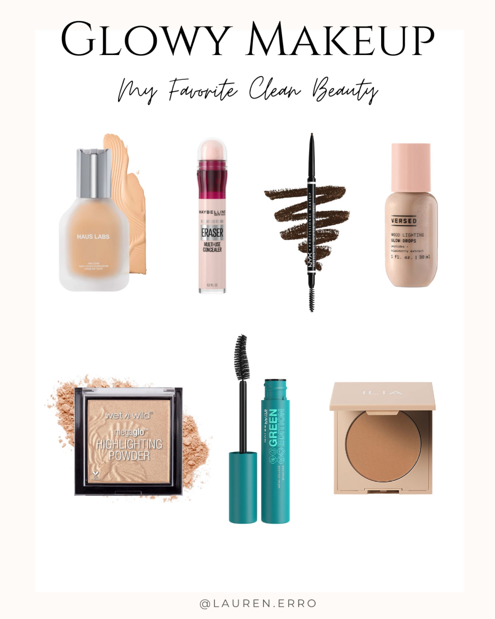 My glowy makeup clean beauty favorites! 
.
.
.
Haus labs, Maybelline, concealer, NYX, versed, wet n wild, ilia, mascara, glow drops, foundation, highlighter, bronzer 

#LTKbeauty #LTKunder50 #LTKFind