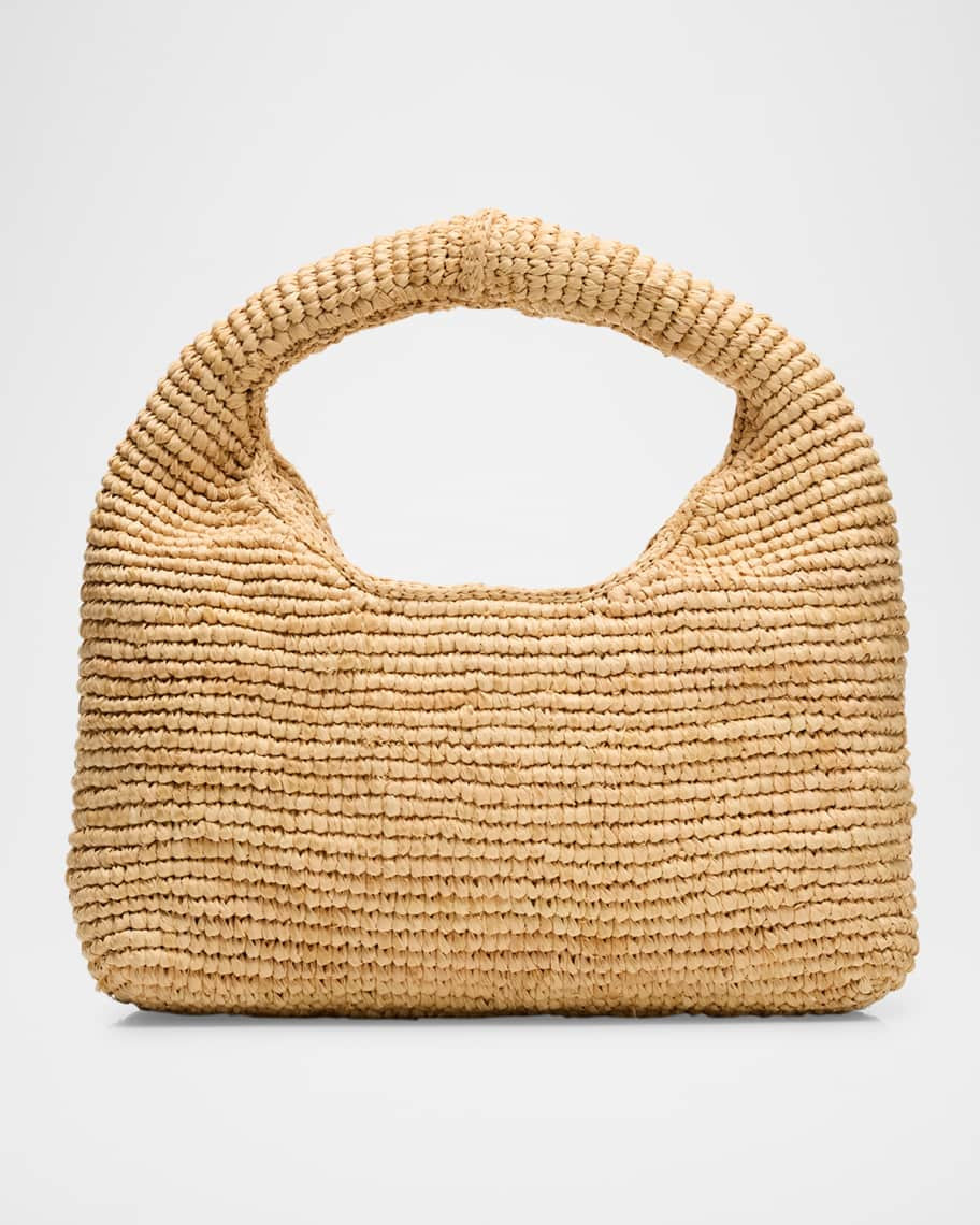 Half Moon Raffia Top-Handle Bag | Neiman Marcus