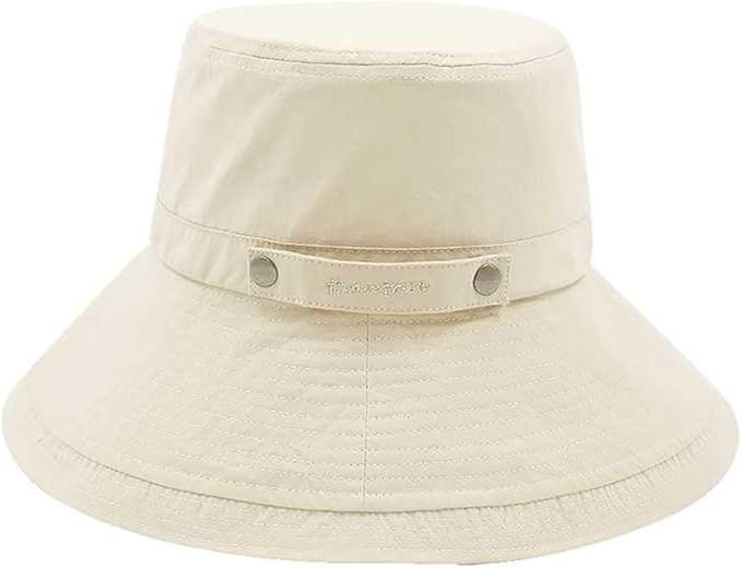 iHomor Cotton Packable Summer Travel Bucket Beach Sun Hat Fisherman Outdoor Hat with Chin Strap | Amazon (US)