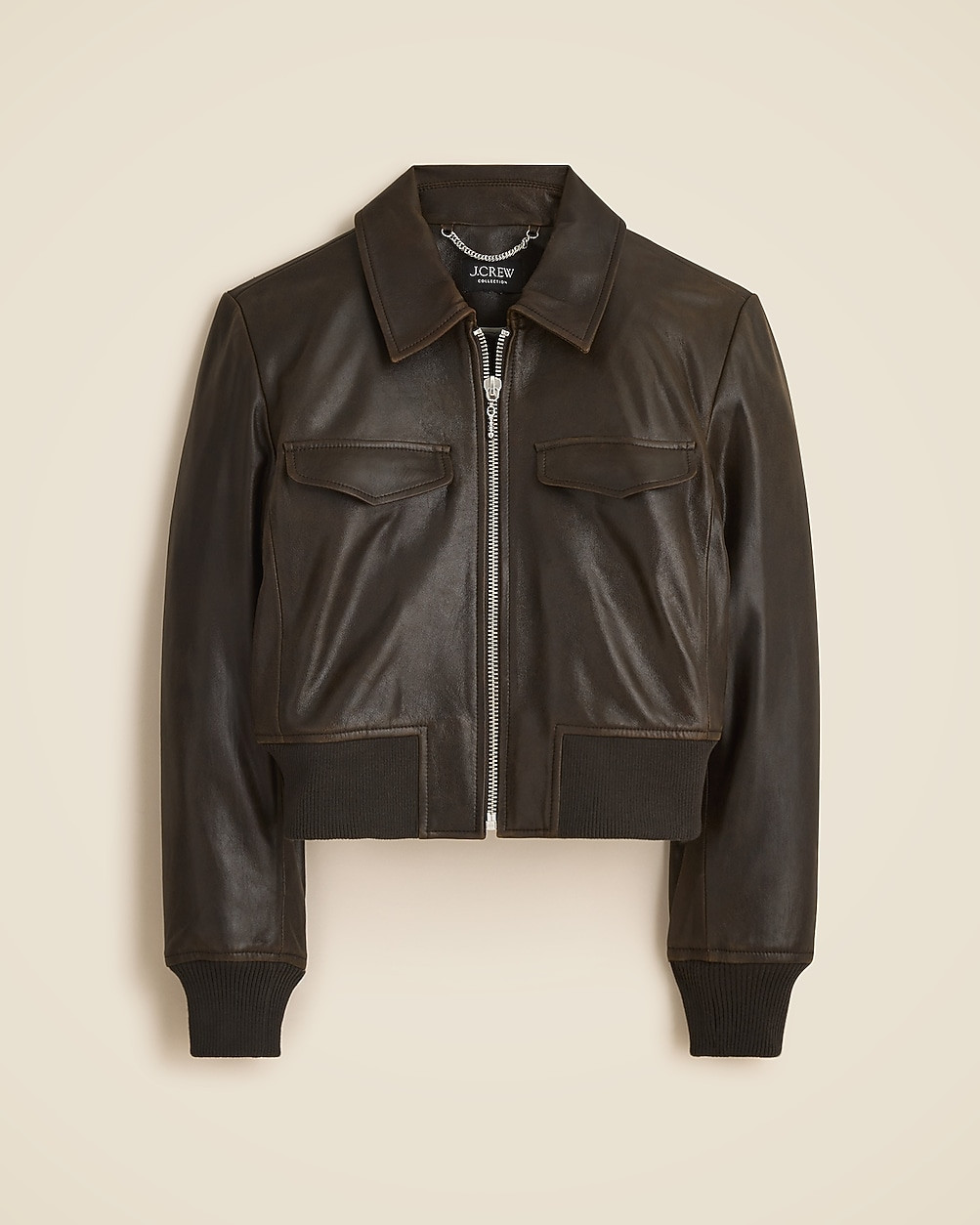 Collection cropped flight jacket in distressed leather | J. Crew US