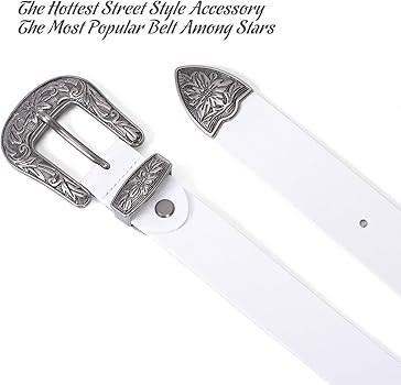 JASGOOD Women Leather Belts Ladies Vintage Western Design Black Waist Belt for Pants Jeans Dresse... | Amazon (US)