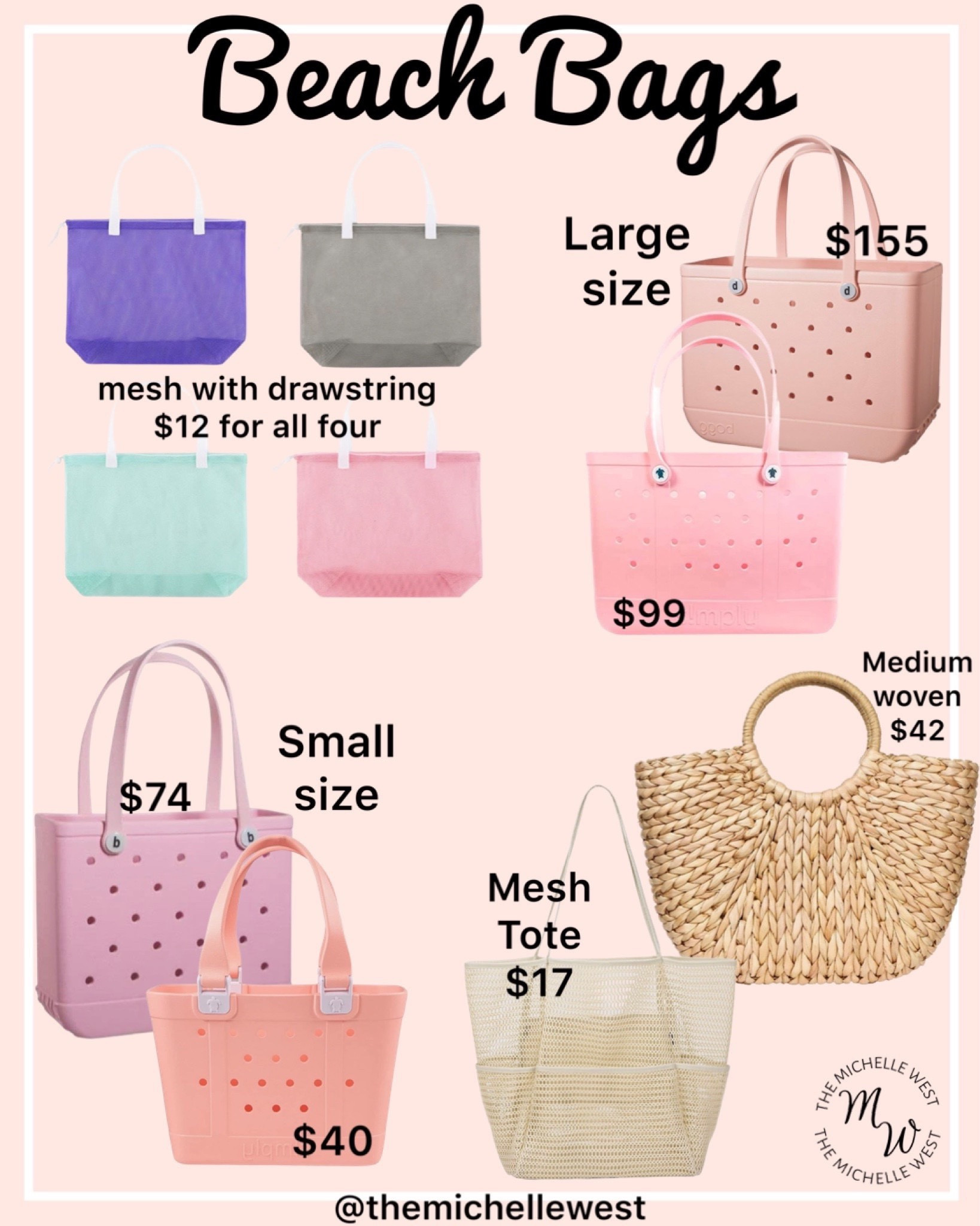 Amazon beach bag finds!!! I actually use the large bog inspired bag with the mesh bags to the right! I put Charli’s toys in those to rinse them off easily. Mom life! If I didn’t have a kid at the beach, I’d prob use the small bog inspired bag. They’re almost identical and half the price! Regardless, there’s a variety at all price points and sizes here! 



#LTKtravel #LTKunder50 #LTKunder100