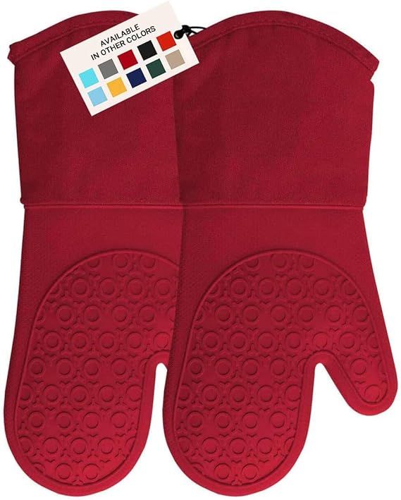 HOMWE Professional Silicone Oven Mitt, Oven Mitts with Quilted Liner, Heat Resistant Pot Holders,... | Amazon (US)