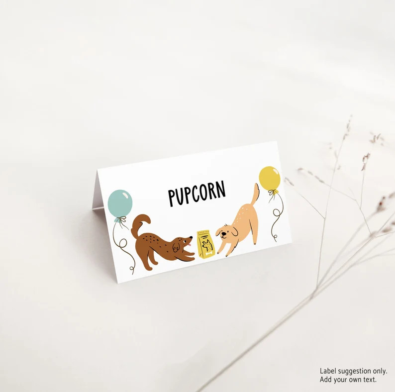 Dog Birthday Food Labels Printable Puppy Birthday Party Decor Editable Tent Card Template for Boy... | Etsy (US)