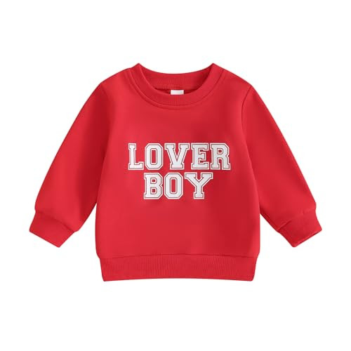 JLKGICF Toddler Girl Boy Valentines Day Outfit Lover Boy Sweatshirt Crewneck Long Sleeve Pullover Baby Valentine's Clothes(Red Lover Boy, 2-3T) | Amazon (US)