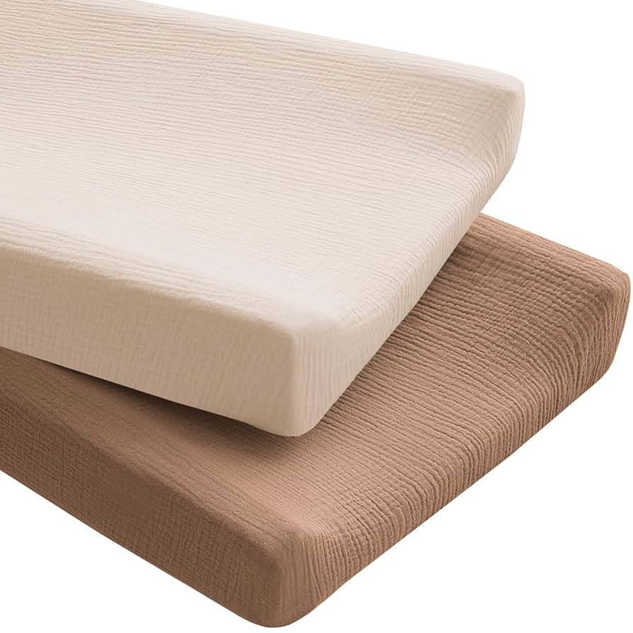 Konssy 2 Pack Muslin Changing Pad Covers for Boys, Ultra Soft & Breathable Cotton Baby Diaper Cha... | Amazon (US)