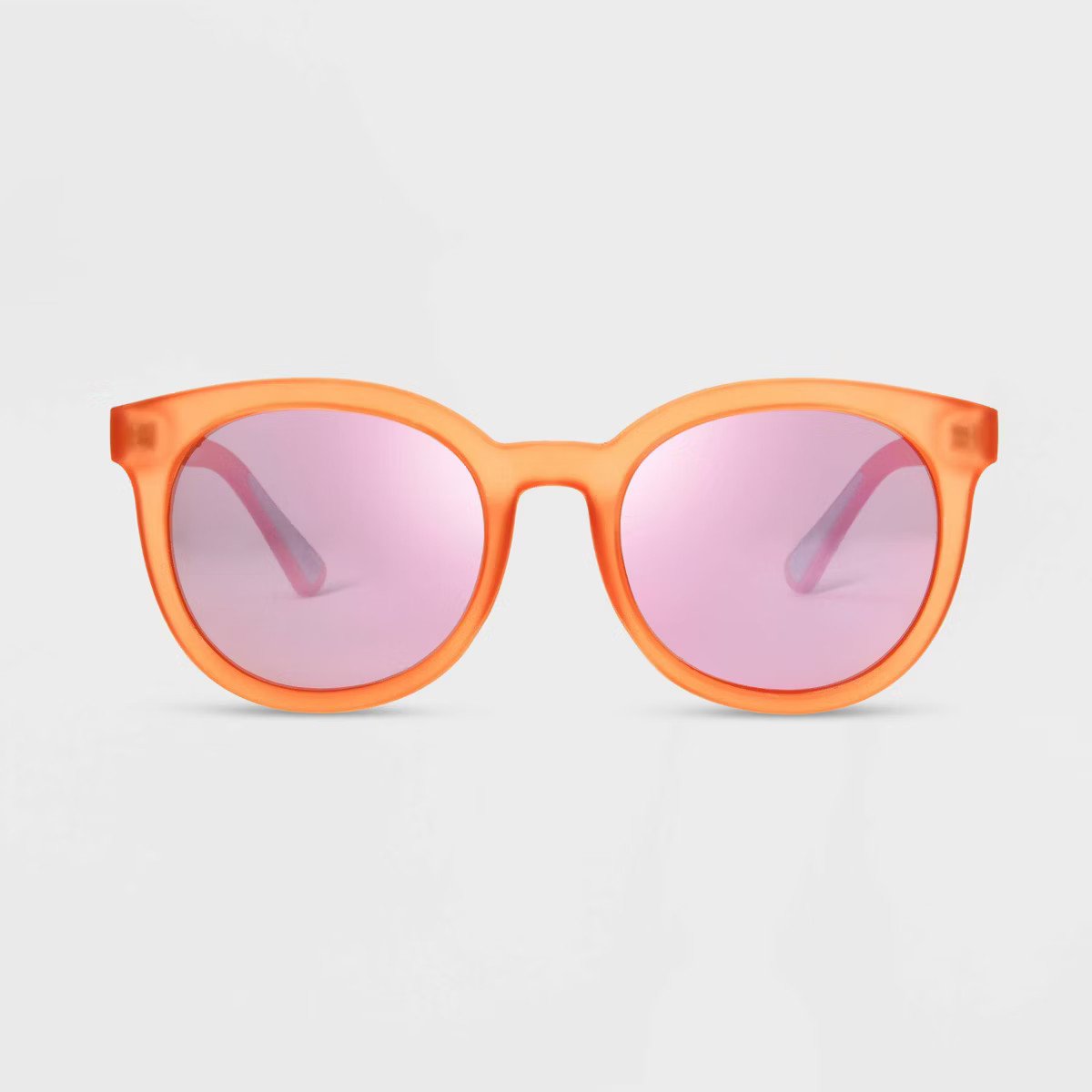 Women's Rubberized Round Sunglasses with Mirrored Polarized Lenses - All In Motion™ Light Orang... | Target