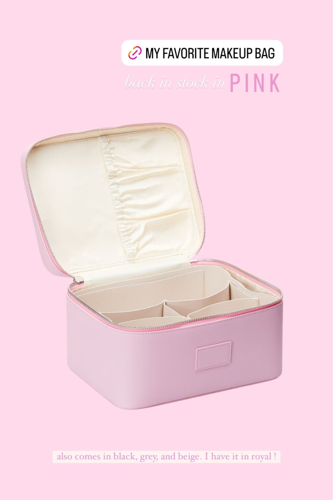 My absolute FAVORITE make up bag is back in stock in pink!!!! I have this cosmetic case in blue. I use it for everyday and for travel!!!!

Travel makeup case. Makeup. Make up. Cosmetic case. Makeup brushes. Travel. Organization  

#LTKstyletip #LTKGiftGuide #LTKbeauty