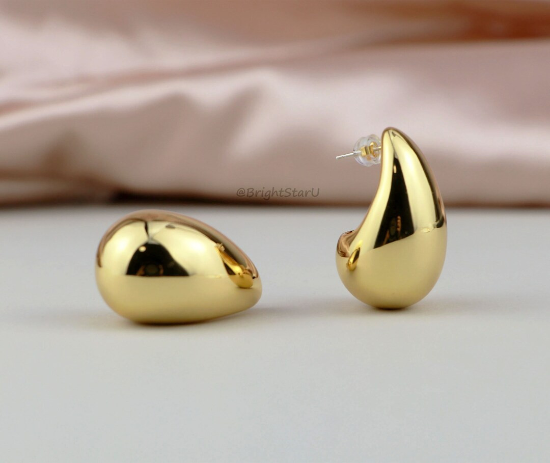 Kylie Earrings,Chunky Vintage Gold Earrings, Chunky Hoop Stud Earrings, 18K Gold Hoops, Platinum ... | Etsy (US)