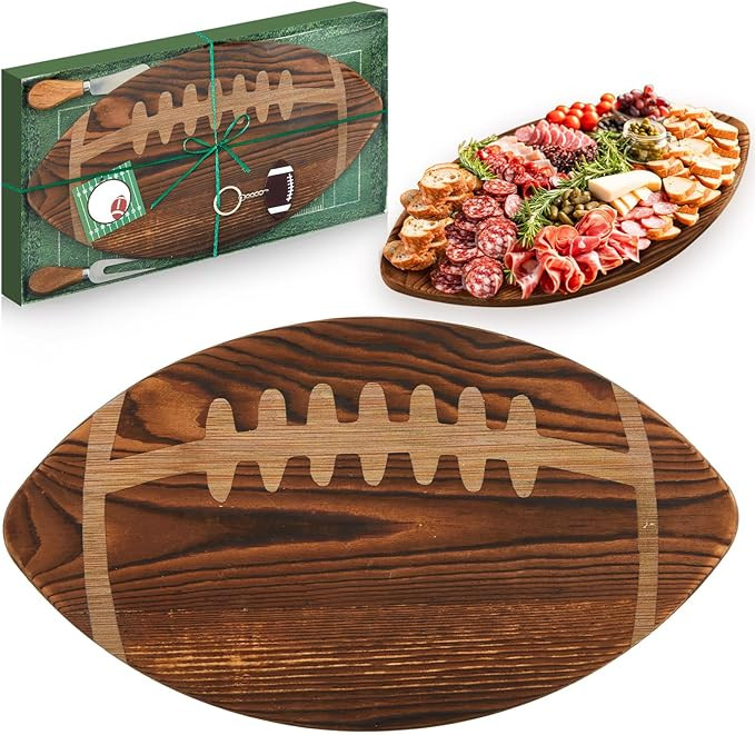 Football Shaped Cutting Board Charcuterie Board Gift Set with Cheese Knives for Football Lovers G... | Amazon (US)