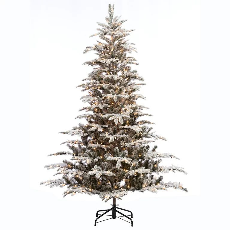7 1/2 ft. Pre-lit Aspen Green Fir Flocked Artificial Christmas Tree 700 UL listed Clear Lights | Walmart (US)