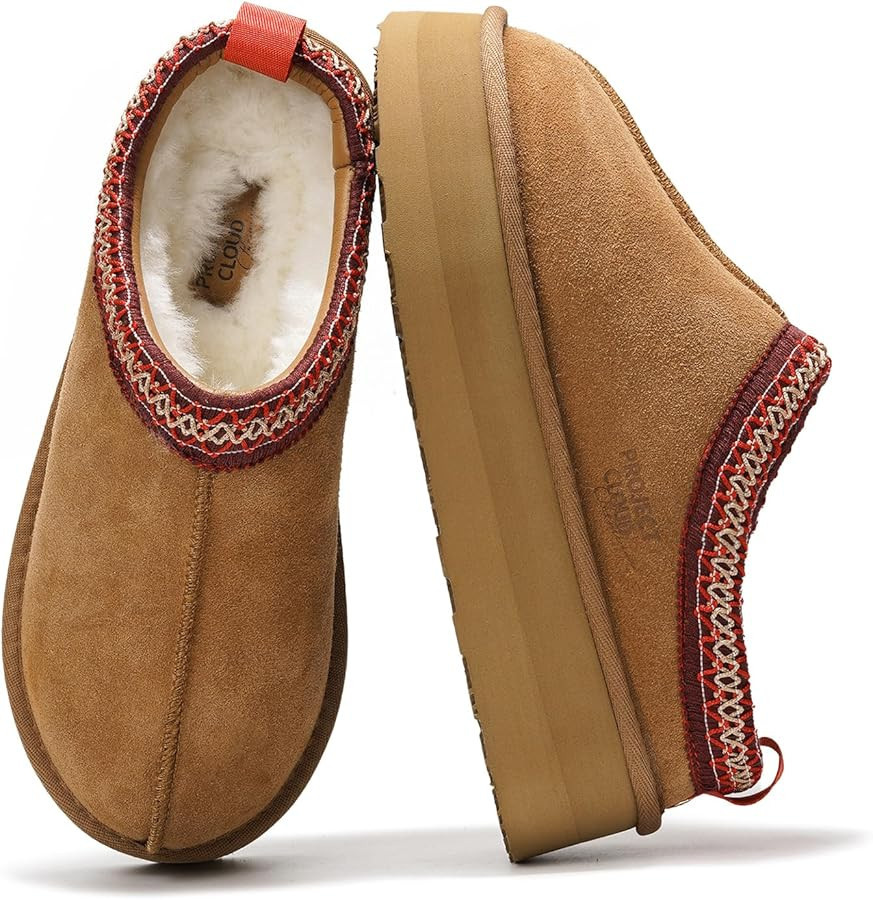 Project Cloud Platform Slippers for Women 100% Genuine Shearling- Memory Foam Womens Slippers, No... | Amazon (US)