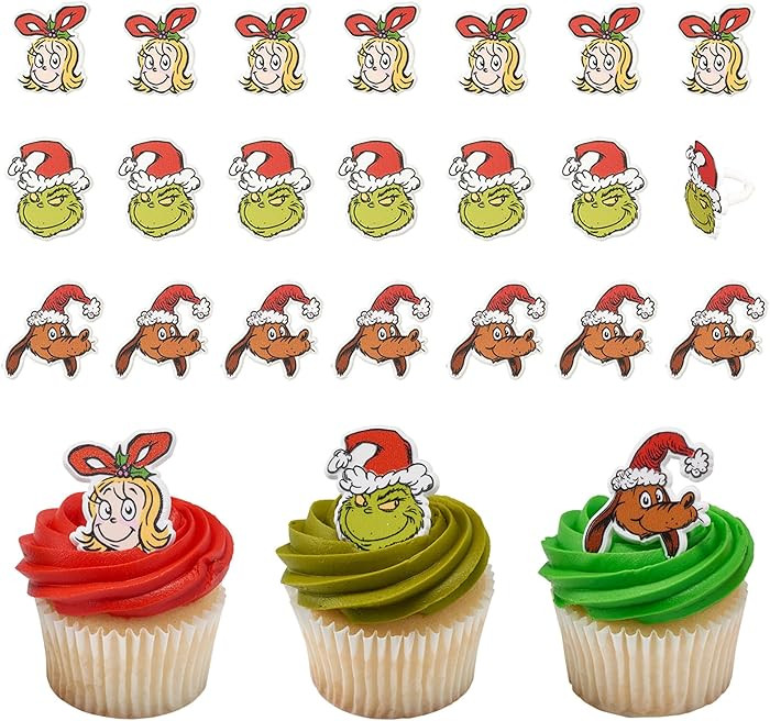 DecoPac How The Grinch Stole Christmas! Rings, Cupcake Decorations With Cindy Lou Who, The Grinch... | Amazon (US)