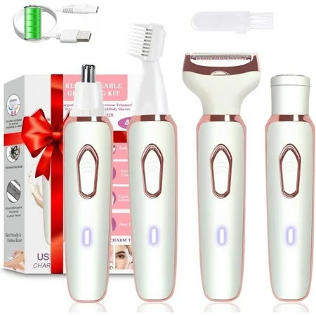 Electric Razor for Women Electric Shaver, Trimmer for Women 4 in 1 Hair Trimmer, for Nose Hair Eyebrow Bikini Beard Trimmer, Cordless Portable Rechargeable Body Razor Wet & Dry | Walmart (US)