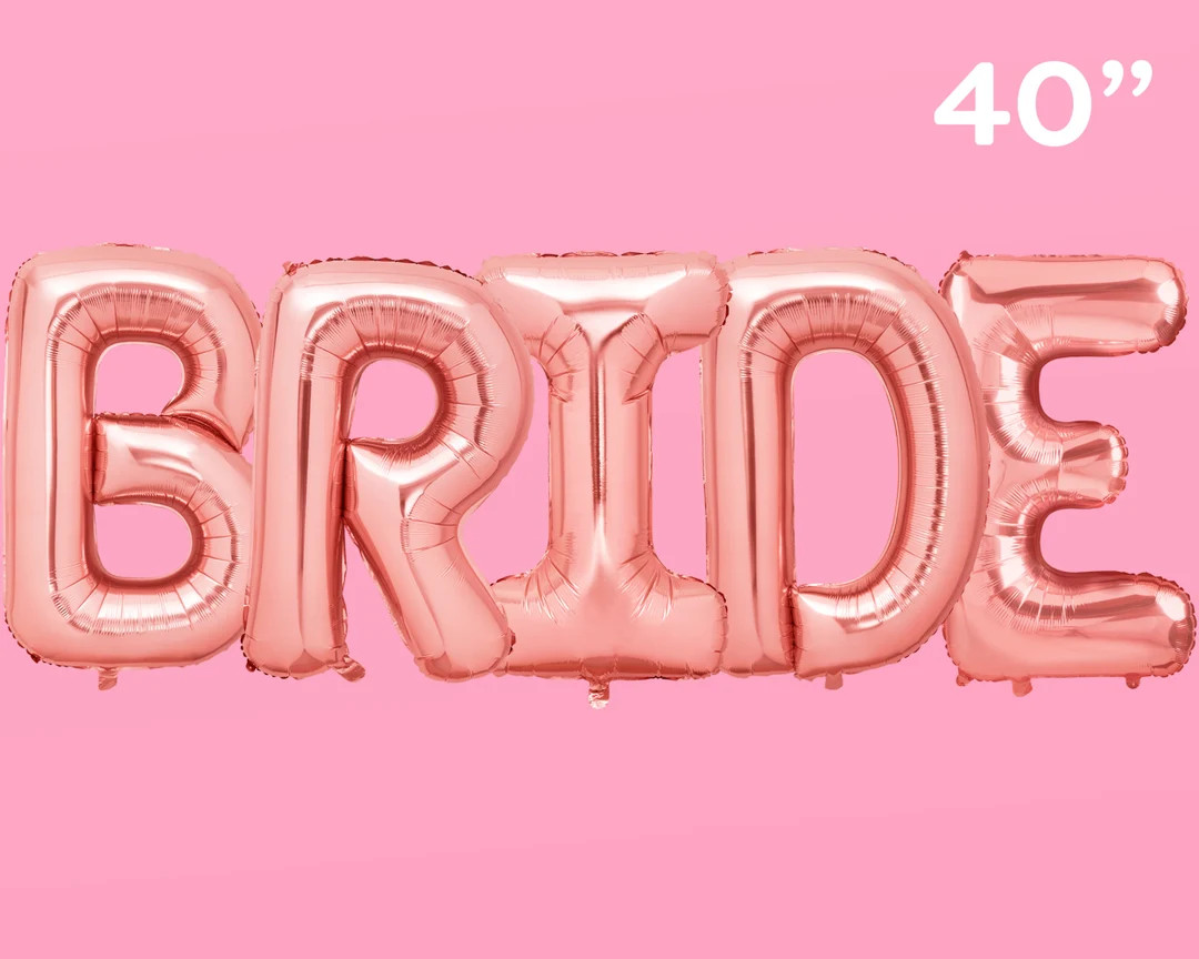 Rose Gold 40" BRIDE Balloon XL Jumbo Bachelorette Party Decorations, Rose gold Bride to Be Bridal... | Etsy (US)