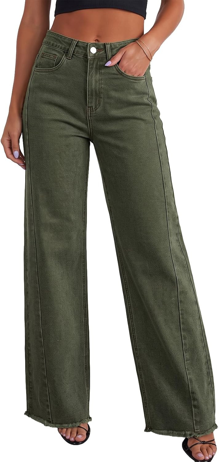 Sidefeel Women's Wide Leg Jeans High Waisted Stretchy Denim Pants | Amazon (US)