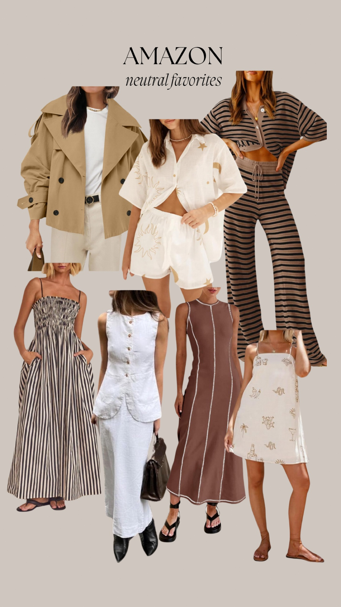Amazon neutral favorite finds // amazon set // summer dress // summer set // trench coat 

#LTKFindsUnder50 #LTKStyleTip #LTKFindsUnder100